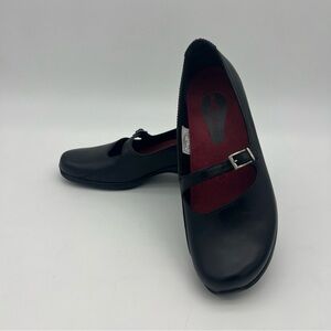 Merrell Spire Emme Black Leather Low Wedge Heels Mary Jane Shoes Air Cushion~ 7